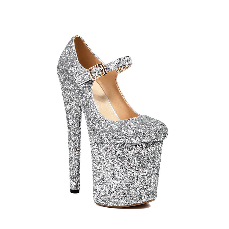Women's Fashion Single Shoes with Glitter Leather and High Heel - Style o.html - Image 5